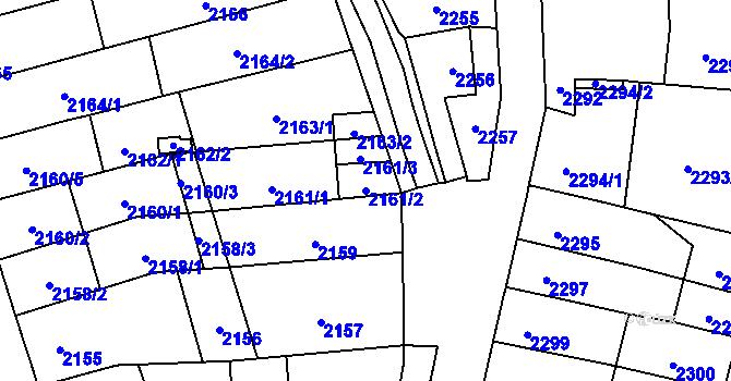 Parcela st. 2161/2 v KÚ Řečkovice, Katastrální mapa