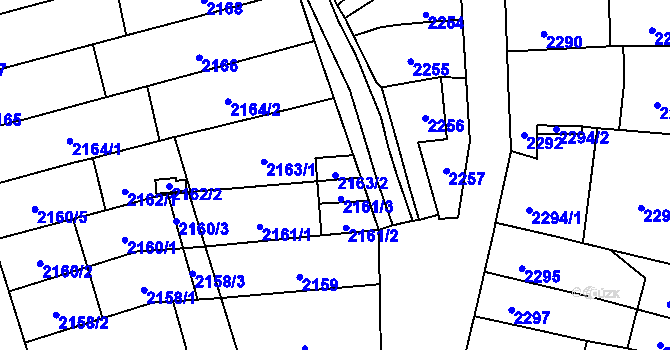 Parcela st. 2163/2 v KÚ Řečkovice, Katastrální mapa