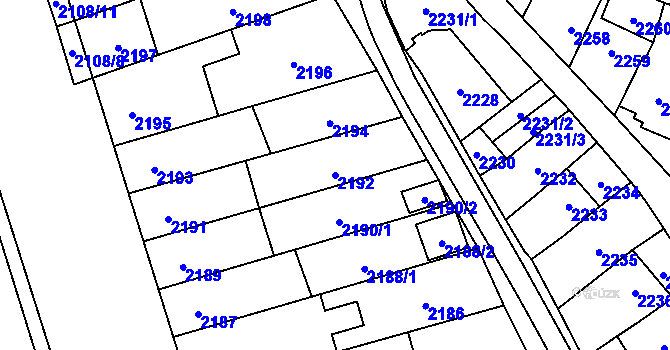 Parcela st. 2192 v KÚ Řečkovice, Katastrální mapa