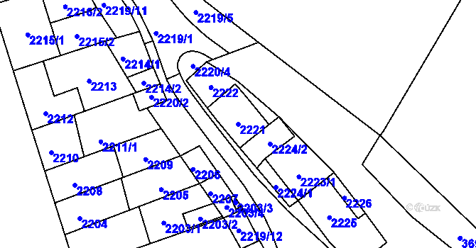 Parcela st. 2221 v KÚ Řečkovice, Katastrální mapa