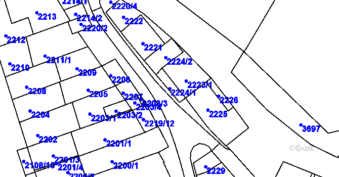 Parcela st. 2224/1 v KÚ Řečkovice, Katastrální mapa