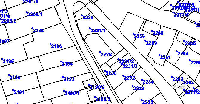 Parcela st. 2228 v KÚ Řečkovice, Katastrální mapa