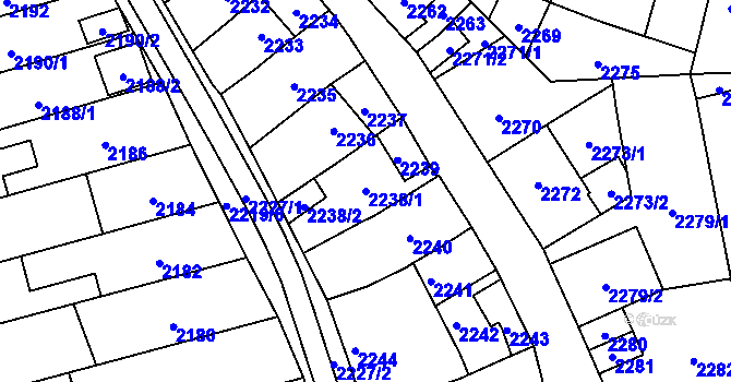 Parcela st. 2238/1 v KÚ Řečkovice, Katastrální mapa