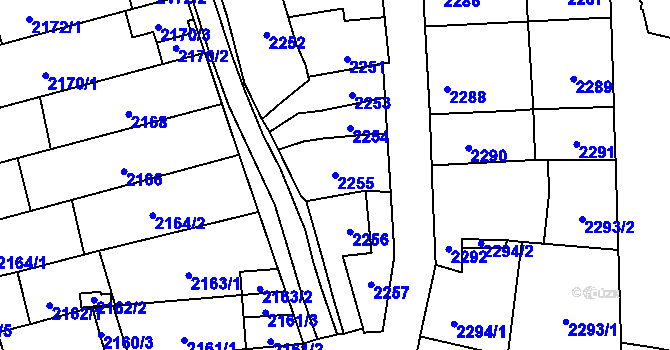 Parcela st. 2255 v KÚ Řečkovice, Katastrální mapa