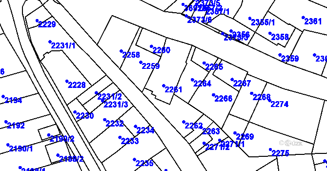 Parcela st. 2261 v KÚ Řečkovice, Katastrální mapa