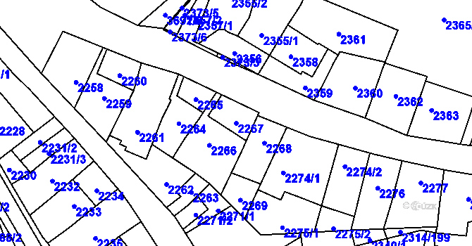 Parcela st. 2267 v KÚ Řečkovice, Katastrální mapa