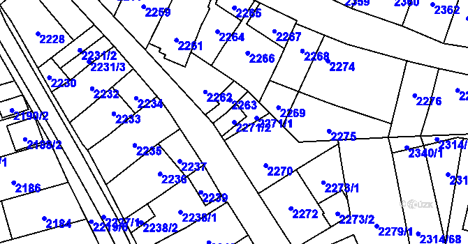 Parcela st. 2271/2 v KÚ Řečkovice, Katastrální mapa
