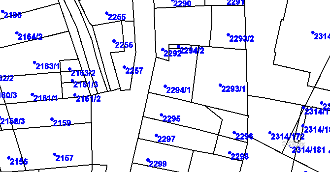 Parcela st. 2294/1 v KÚ Řečkovice, Katastrální mapa