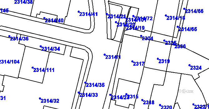 Parcela st. 2314/1 v KÚ Řečkovice, Katastrální mapa