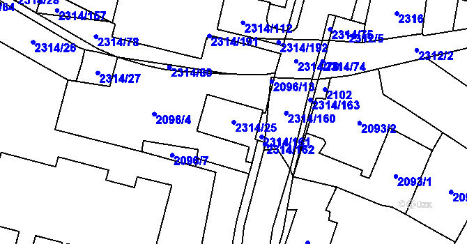 Parcela st. 2314/25 v KÚ Řečkovice, Katastrální mapa
