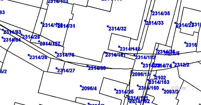 Parcela st. 2314/102 v KÚ Řečkovice, Katastrální mapa