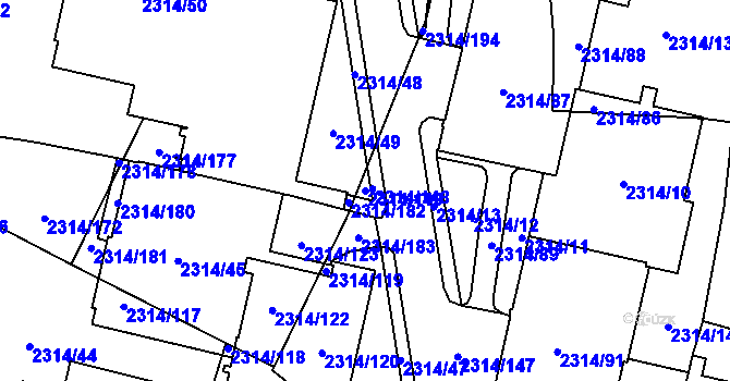 Parcela st. 2314/149 v KÚ Řečkovice, Katastrální mapa