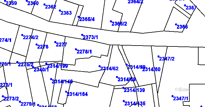 Parcela st. 2314/197 v KÚ Řečkovice, Katastrální mapa