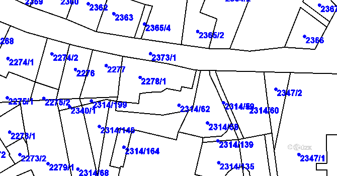 Parcela st. 2314/198 v KÚ Řečkovice, Katastrální mapa