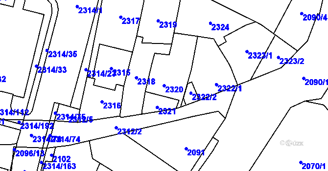 Parcela st. 2320 v KÚ Řečkovice, Katastrální mapa