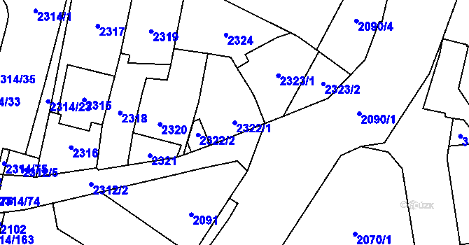 Parcela st. 2322/1 v KÚ Řečkovice, Katastrální mapa
