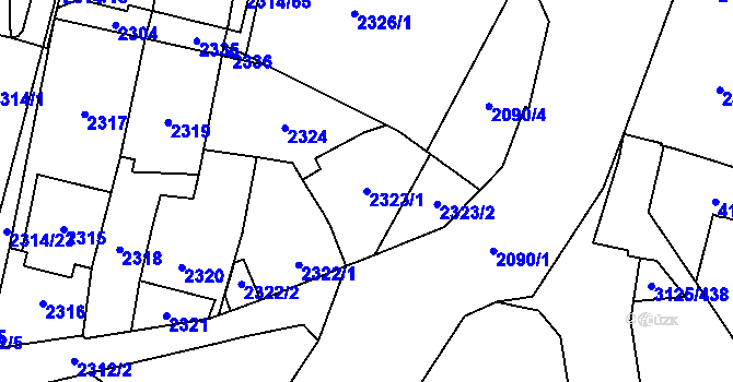 Parcela st. 2323/1 v KÚ Řečkovice, Katastrální mapa