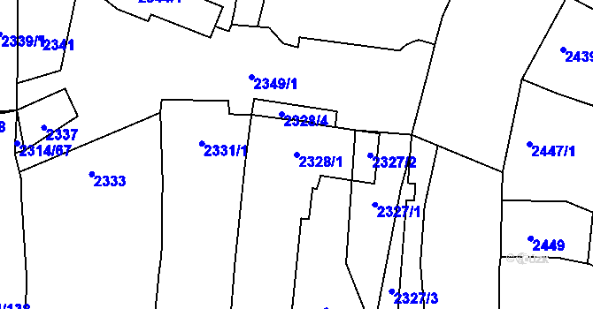 Parcela st. 2328/1 v KÚ Řečkovice, Katastrální mapa