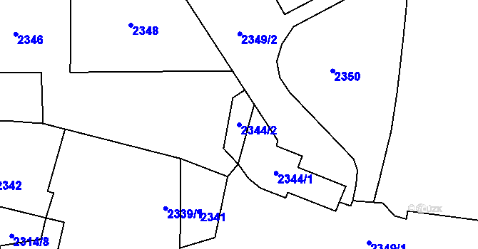 Parcela st. 2344/2 v KÚ Řečkovice, Katastrální mapa