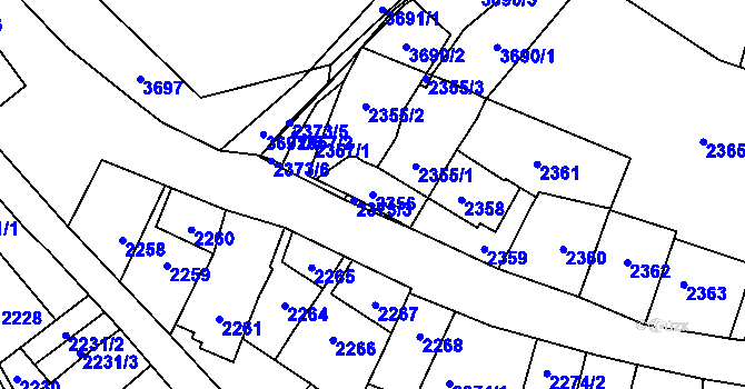 Parcela st. 2356 v KÚ Řečkovice, Katastrální mapa