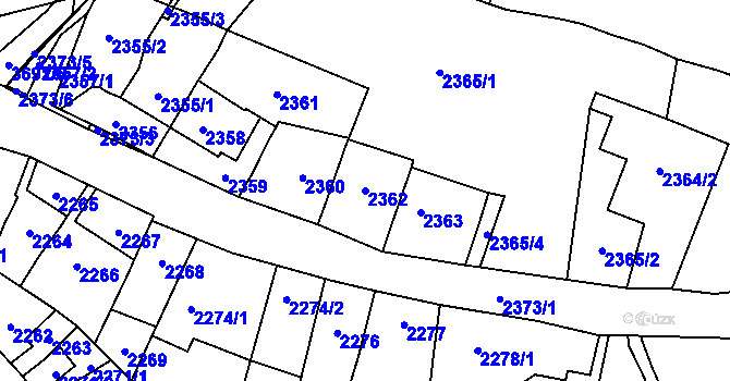 Parcela st. 2362 v KÚ Řečkovice, Katastrální mapa