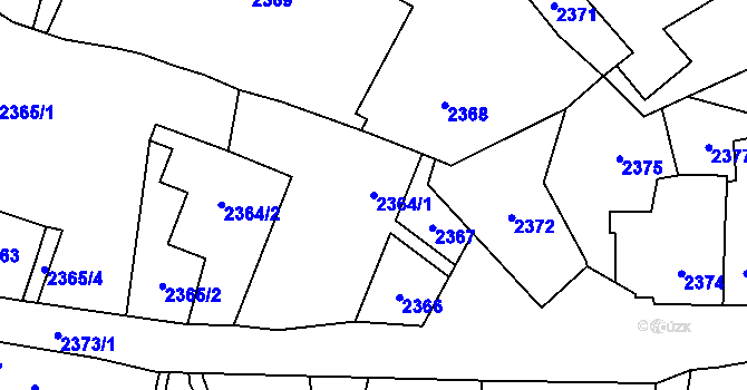 Parcela st. 2364/1 v KÚ Řečkovice, Katastrální mapa