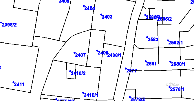 Parcela st. 2406 v KÚ Řečkovice, Katastrální mapa