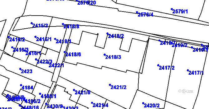 Parcela st. 2418/3 v KÚ Řečkovice, Katastrální mapa