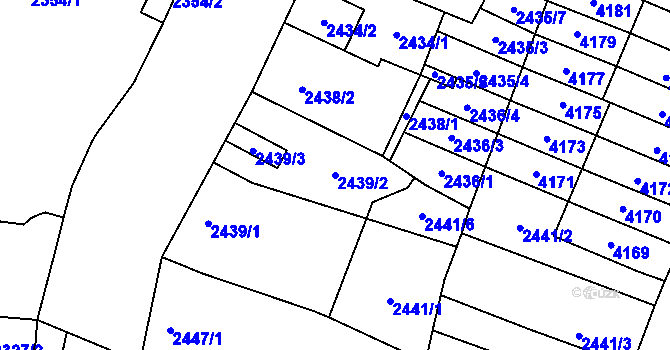 Parcela st. 2439/2 v KÚ Řečkovice, Katastrální mapa