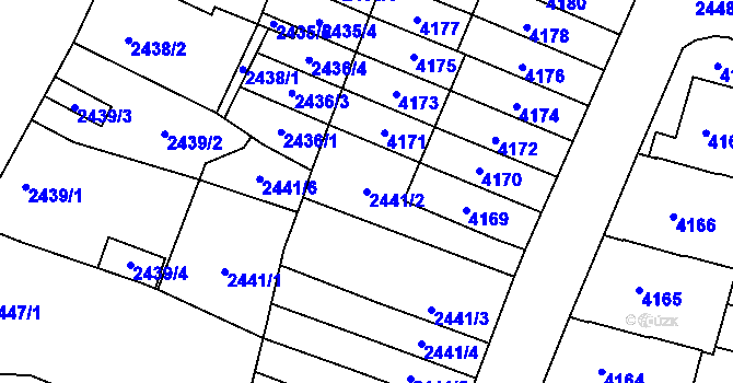 Parcela st. 2441/2 v KÚ Řečkovice, Katastrální mapa