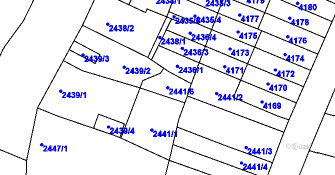 Parcela st. 2441/6 v KÚ Řečkovice, Katastrální mapa