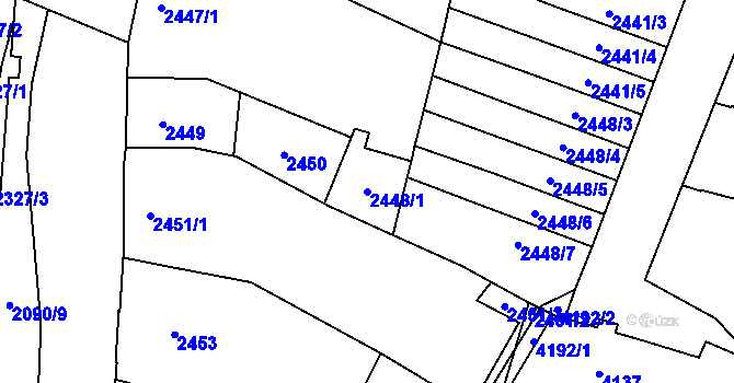 Parcela st. 2448/1 v KÚ Řečkovice, Katastrální mapa
