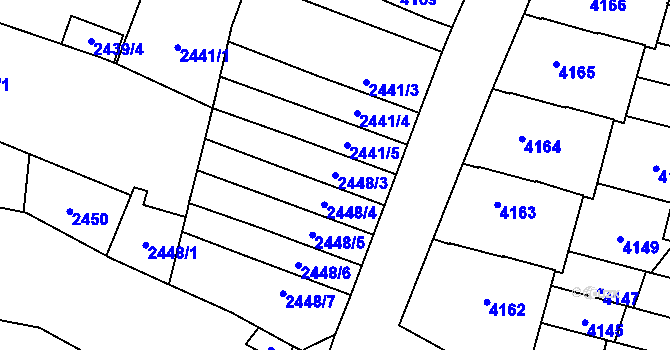 Parcela st. 2448/3 v KÚ Řečkovice, Katastrální mapa