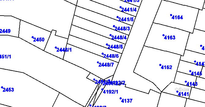 Parcela st. 2448/6 v KÚ Řečkovice, Katastrální mapa