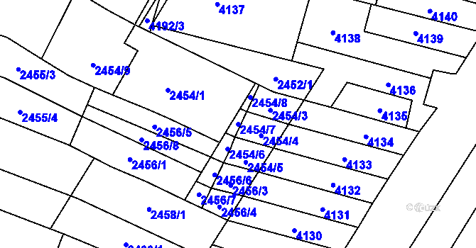 Parcela st. 2454/7 v KÚ Řečkovice, Katastrální mapa