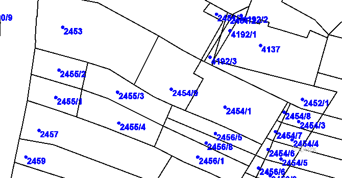 Parcela st. 2454/9 v KÚ Řečkovice, Katastrální mapa