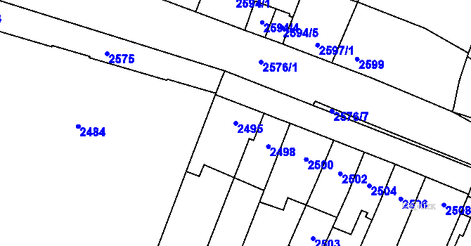Parcela st. 2495 v KÚ Řečkovice, Katastrální mapa