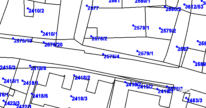 Parcela st. 2576/4 v KÚ Řečkovice, Katastrální mapa