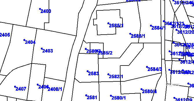 Parcela st. 2585/2 v KÚ Řečkovice, Katastrální mapa