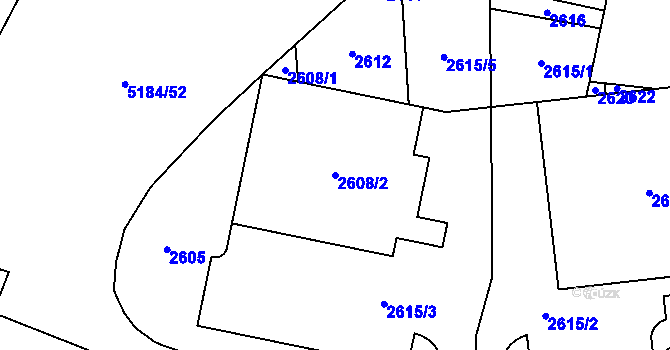 Parcela st. 2608/2 v KÚ Řečkovice, Katastrální mapa