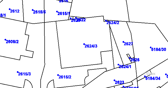 Parcela st. 2624/3 v KÚ Řečkovice, Katastrální mapa