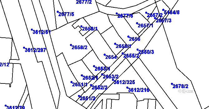 Parcela st. 2654 v KÚ Řečkovice, Katastrální mapa