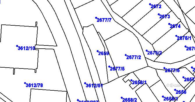 Parcela st. 2659 v KÚ Řečkovice, Katastrální mapa