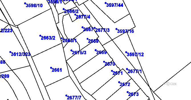 Parcela st. 2669 v KÚ Řečkovice, Katastrální mapa