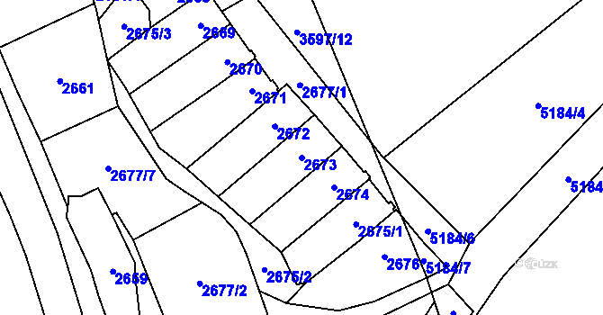 Parcela st. 2673 v KÚ Řečkovice, Katastrální mapa