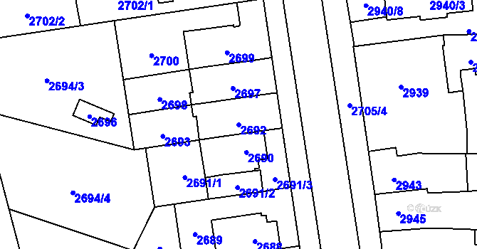Parcela st. 2692 v KÚ Řečkovice, Katastrální mapa