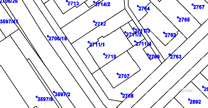 Parcela st. 2710 v KÚ Řečkovice, Katastrální mapa