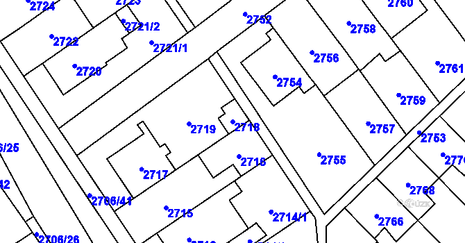 Parcela st. 2718 v KÚ Řečkovice, Katastrální mapa