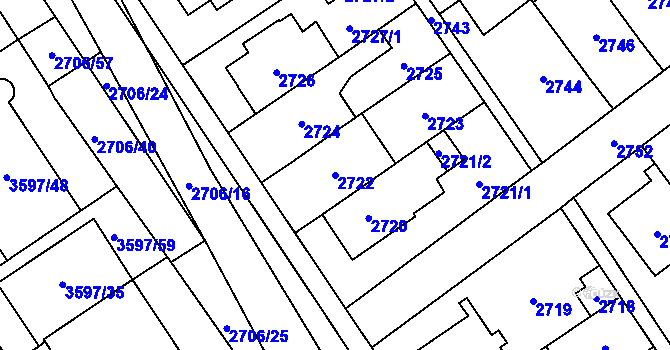 Parcela st. 2722 v KÚ Řečkovice, Katastrální mapa