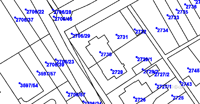 Parcela st. 2730 v KÚ Řečkovice, Katastrální mapa